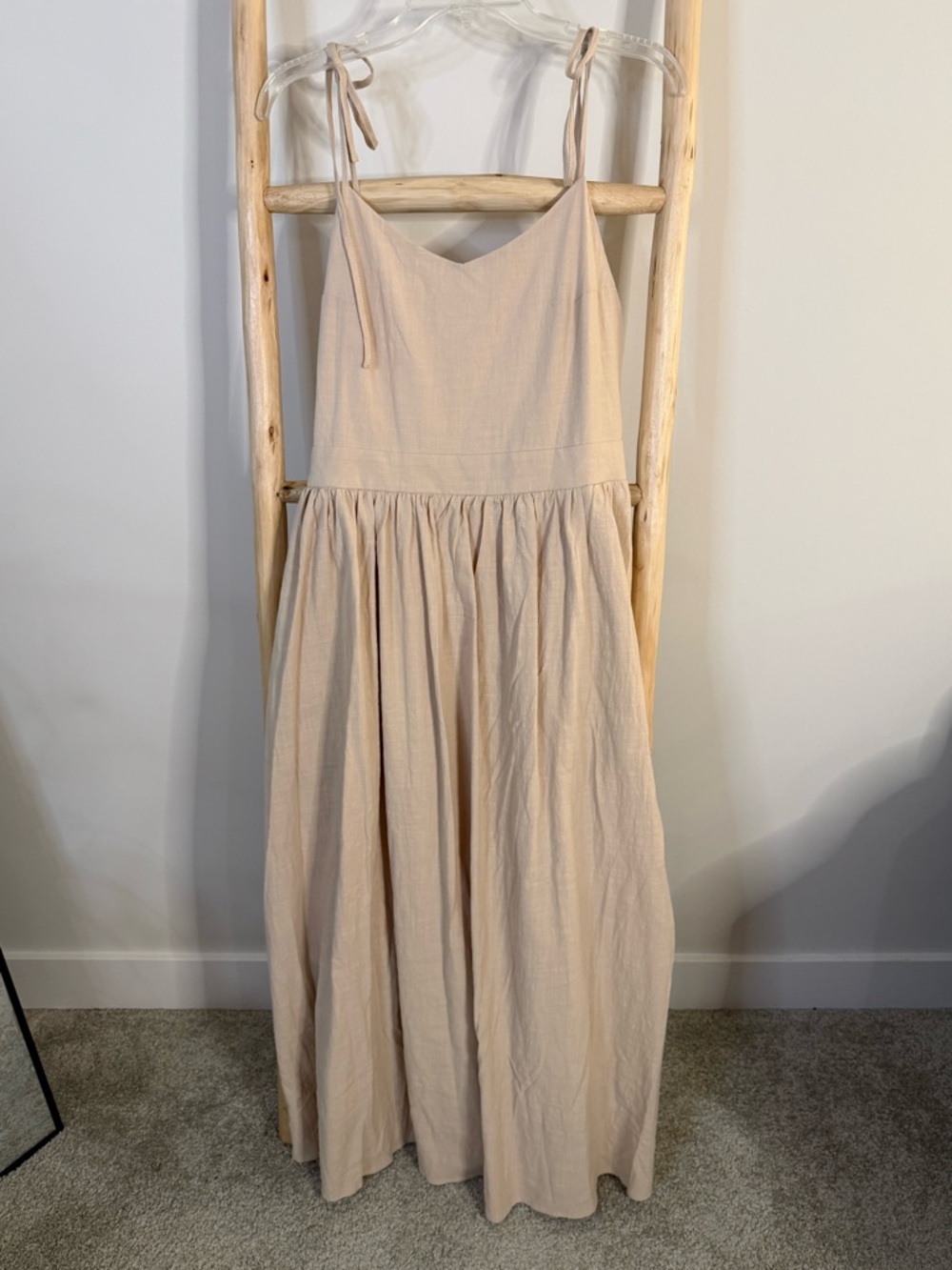 Commense Beige Tie-Shoulder Maxi Dress